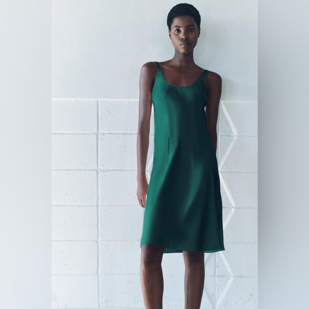 NWT ZARA SLIT SATIN EFFECT DRESS ZW COLLECTION SIZE XS